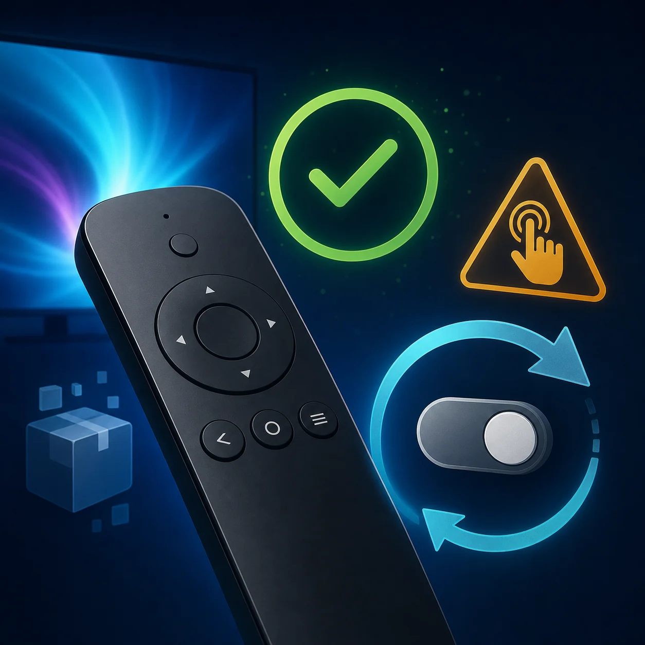 Illustration conceptuelle du test de la télécommande Fire TV et de la suppression de la permission